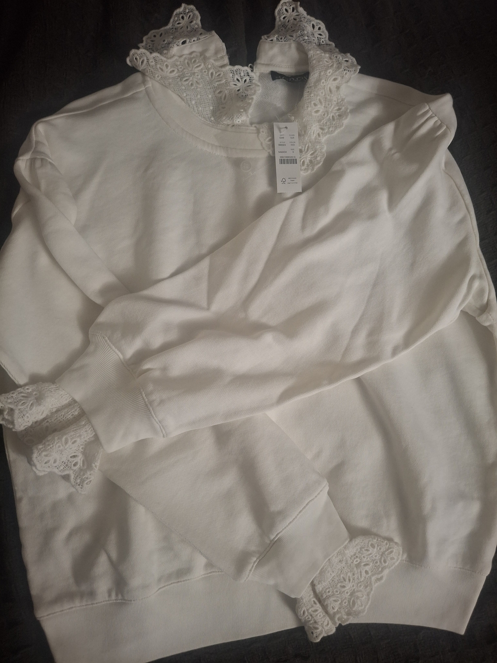 J. Crew White Lace-Trim Sweatshirt